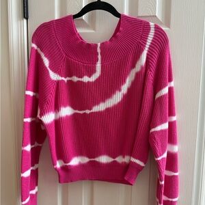 Pink and White Women's Sweater
